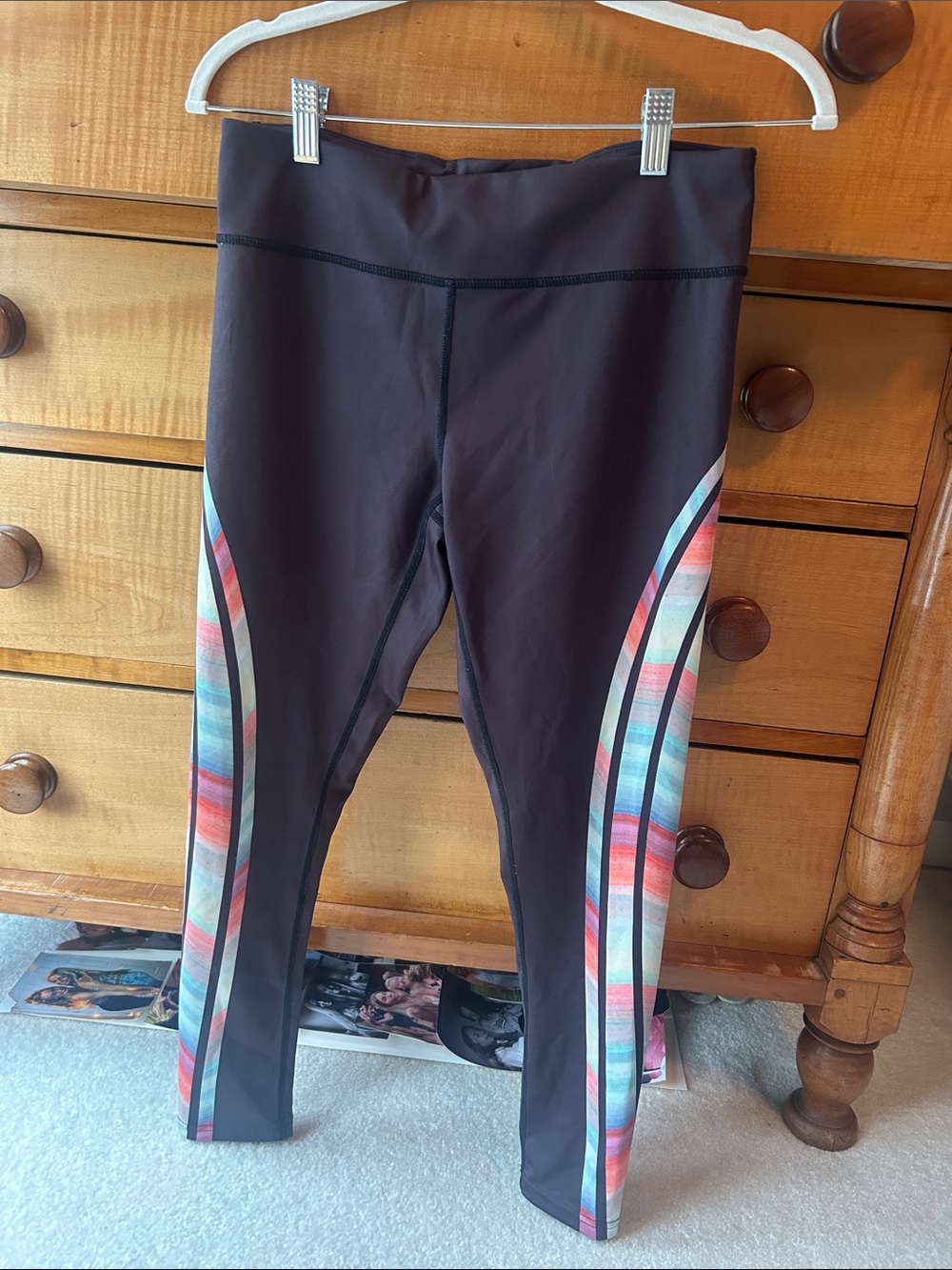 Free people Black Leggings with Multicolor Side Panels